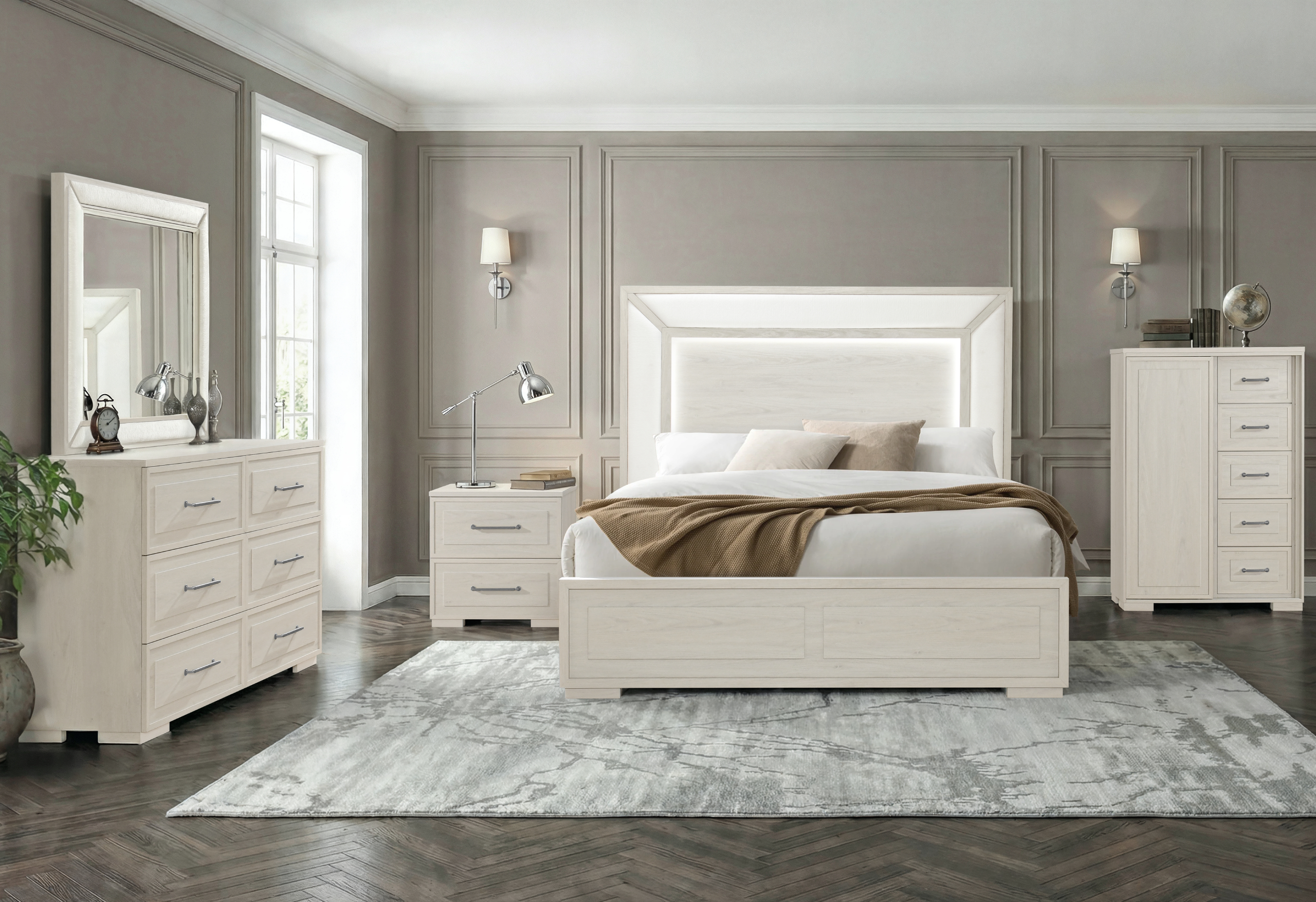 Clara 5-Drawer Chest with Sliding Door