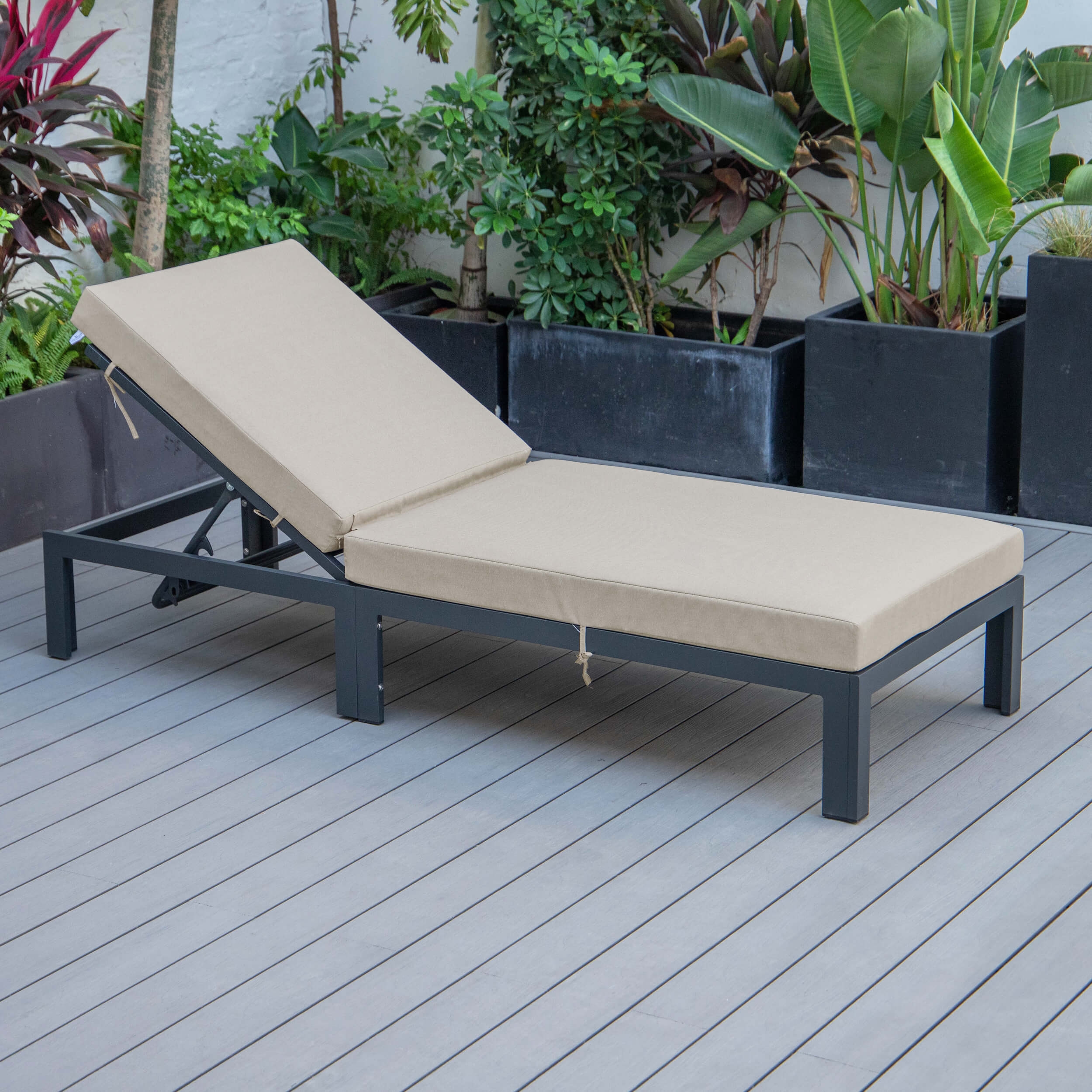 Chelsea Modern Aluminum Outdoor Chaise Lounge with Cushions