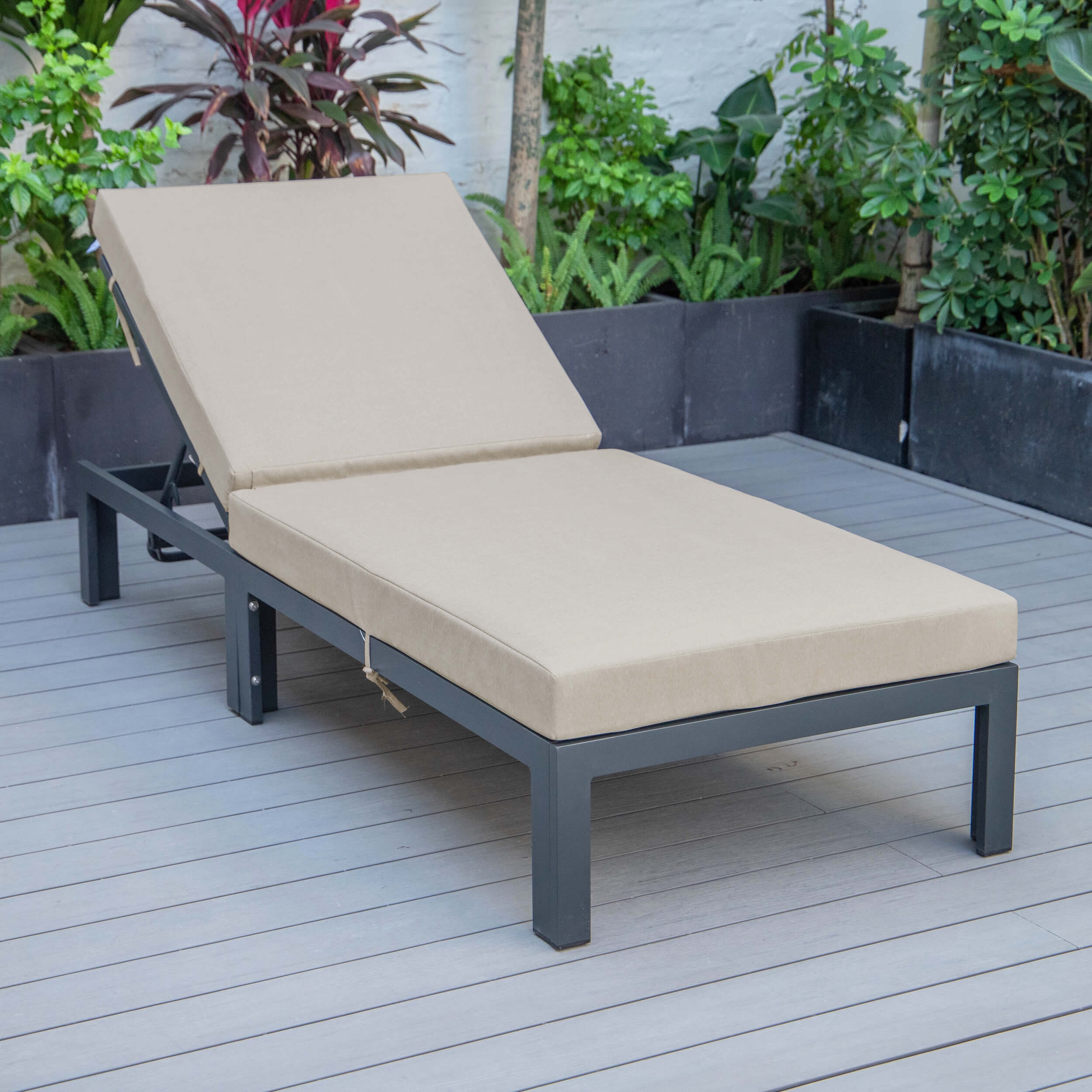 Chelsea Modern Aluminum Outdoor Chaise Lounge with Cushions