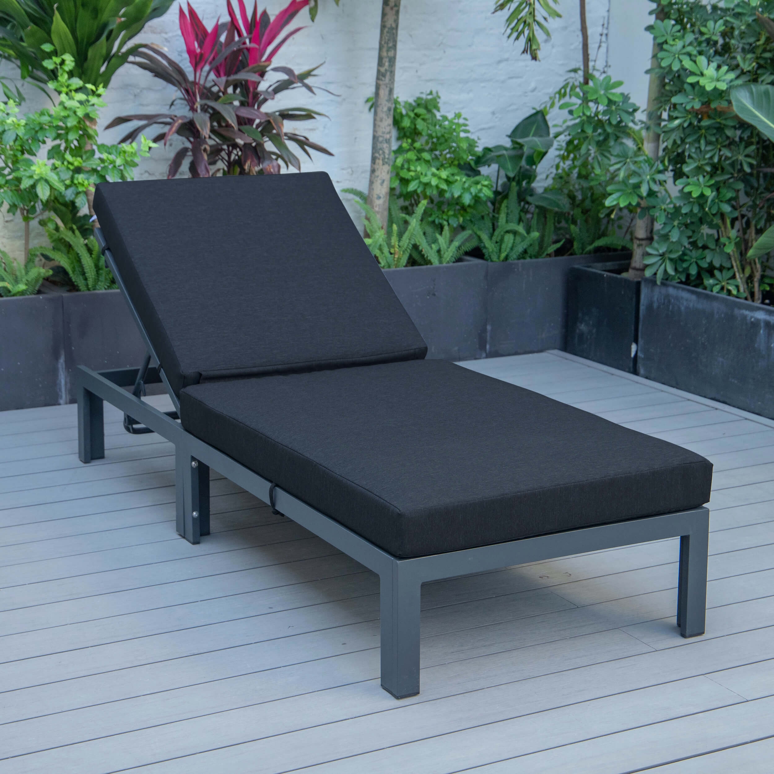 Chelsea Modern Aluminum Outdoor Chaise Lounge with Cushions
