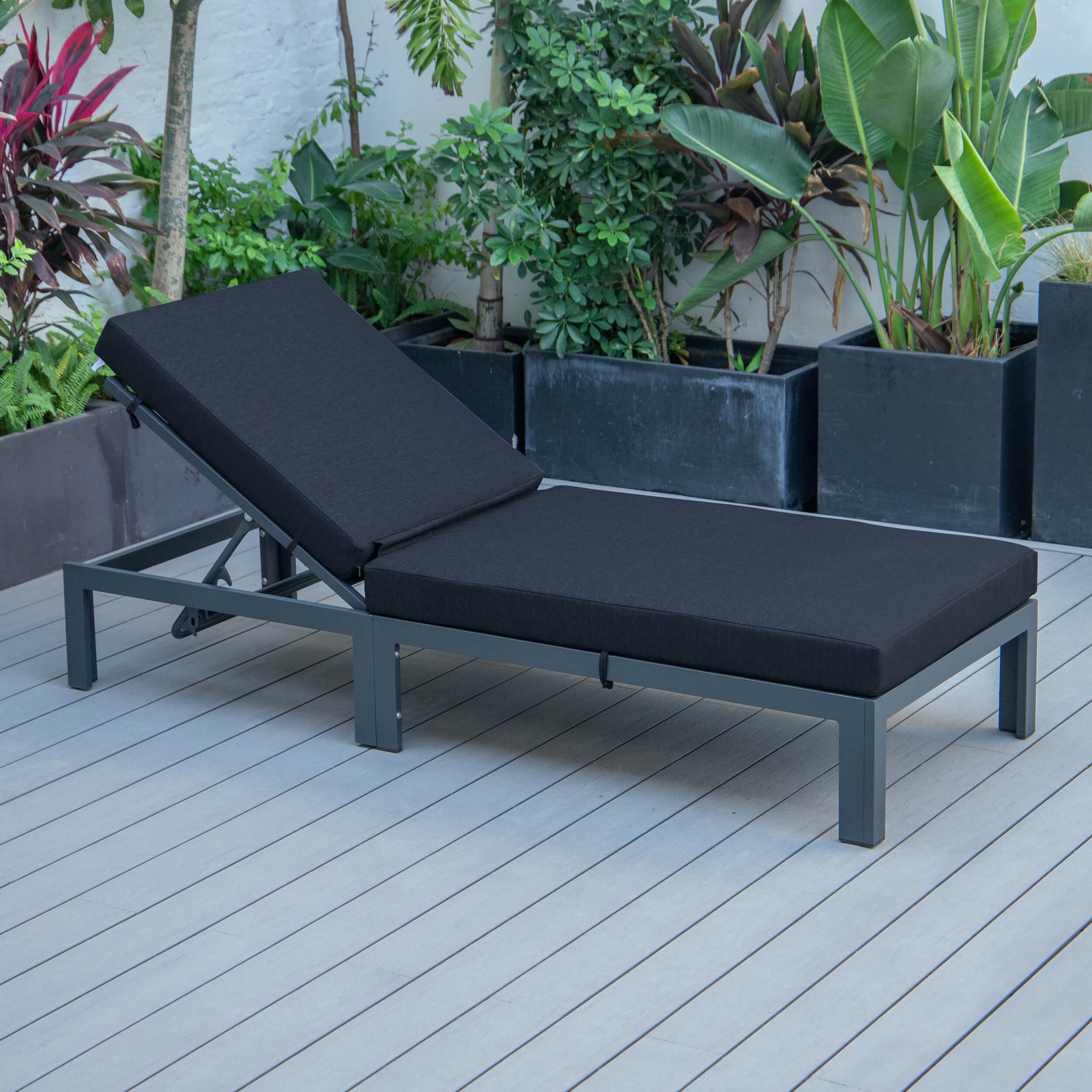 Chelsea Modern Aluminum Outdoor Chaise Lounge with Cushions