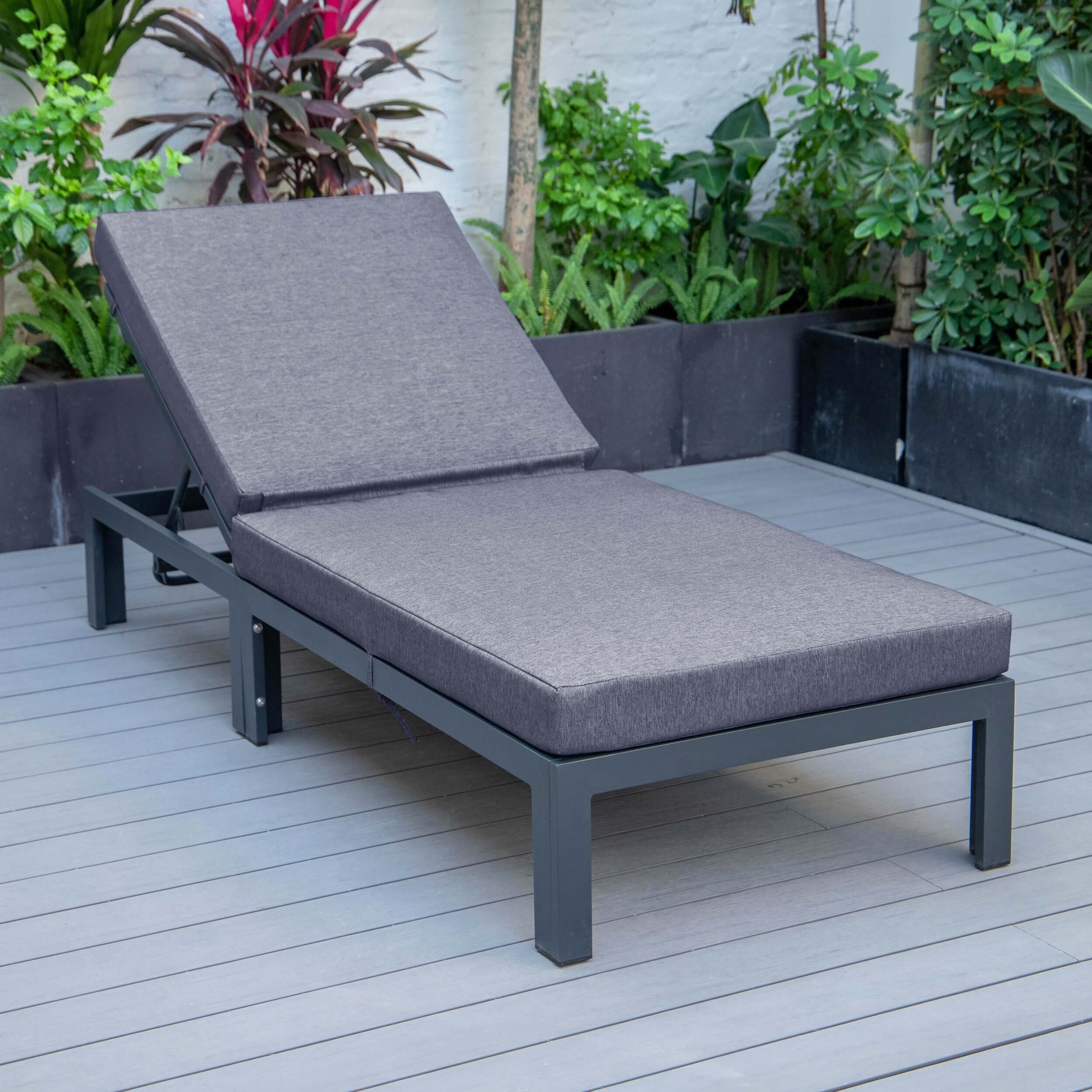 Chelsea Modern Aluminum Outdoor Chaise Lounge with Cushions