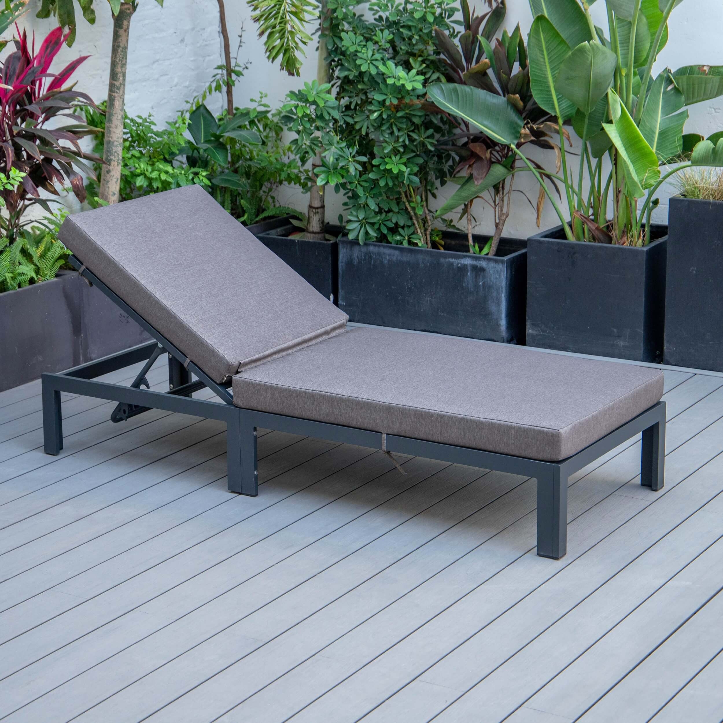 Chelsea Modern Aluminum Outdoor Chaise Lounge with Cushions