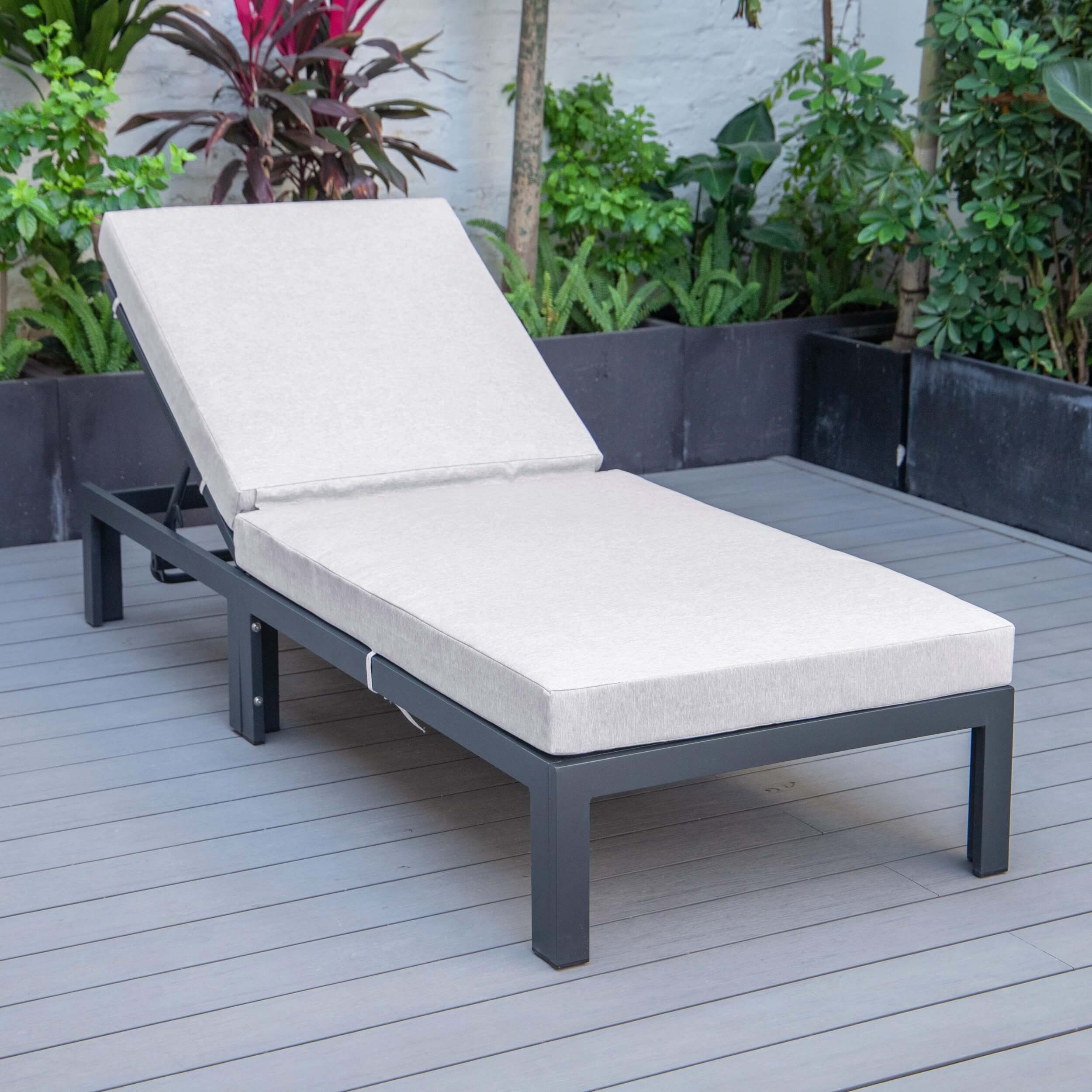Chelsea Modern Aluminum Outdoor Chaise Lounge with Cushions