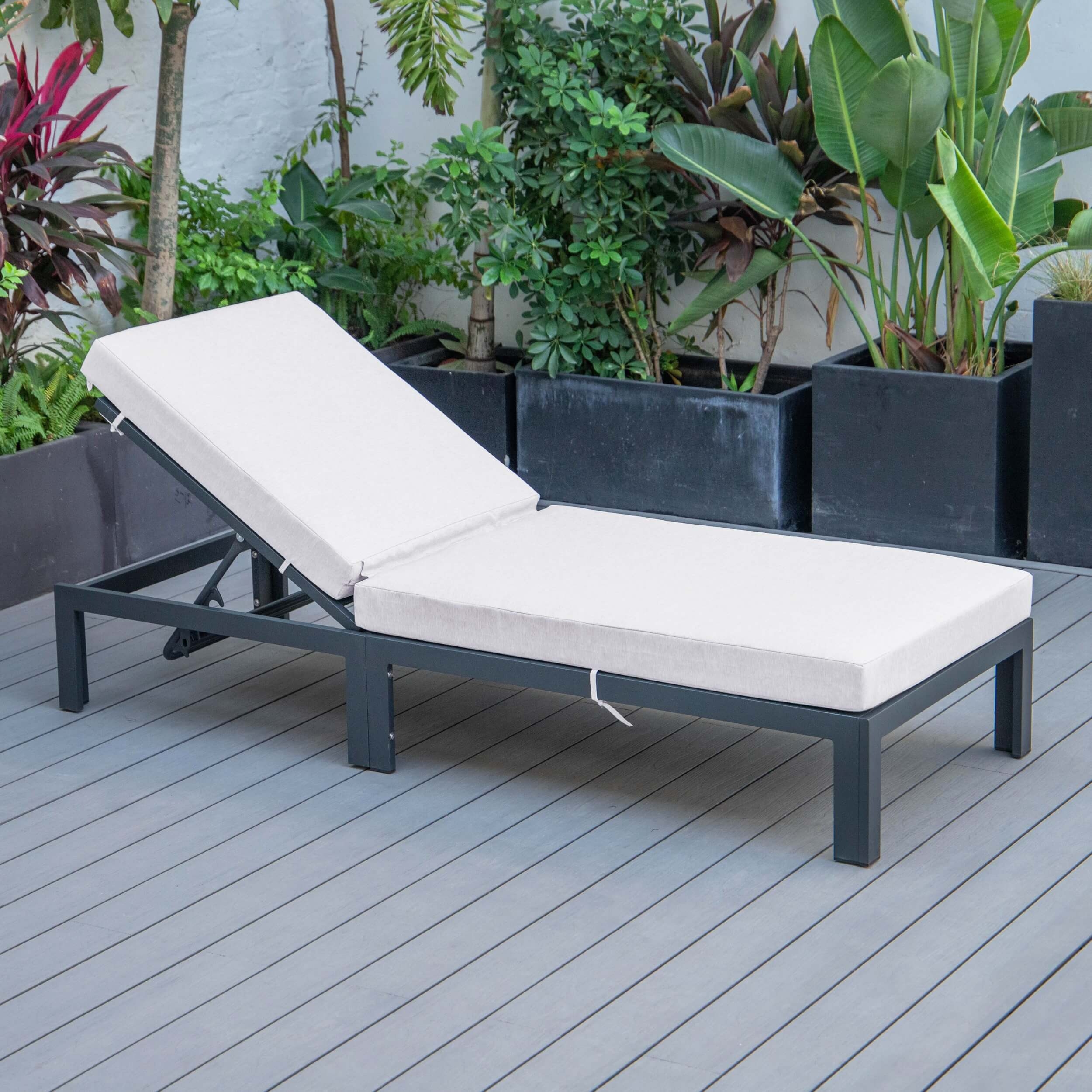 Chelsea Modern Aluminum Outdoor Chaise Lounge with Cushions