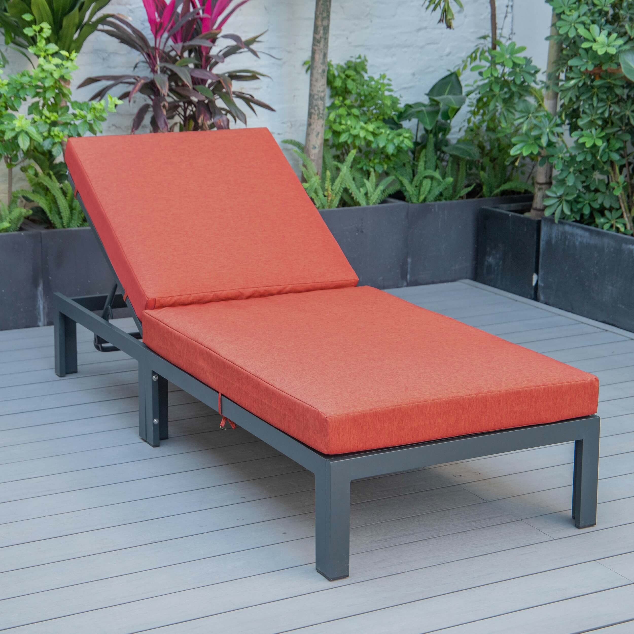 Chelsea Modern Aluminum Outdoor Chaise Lounge with Cushions