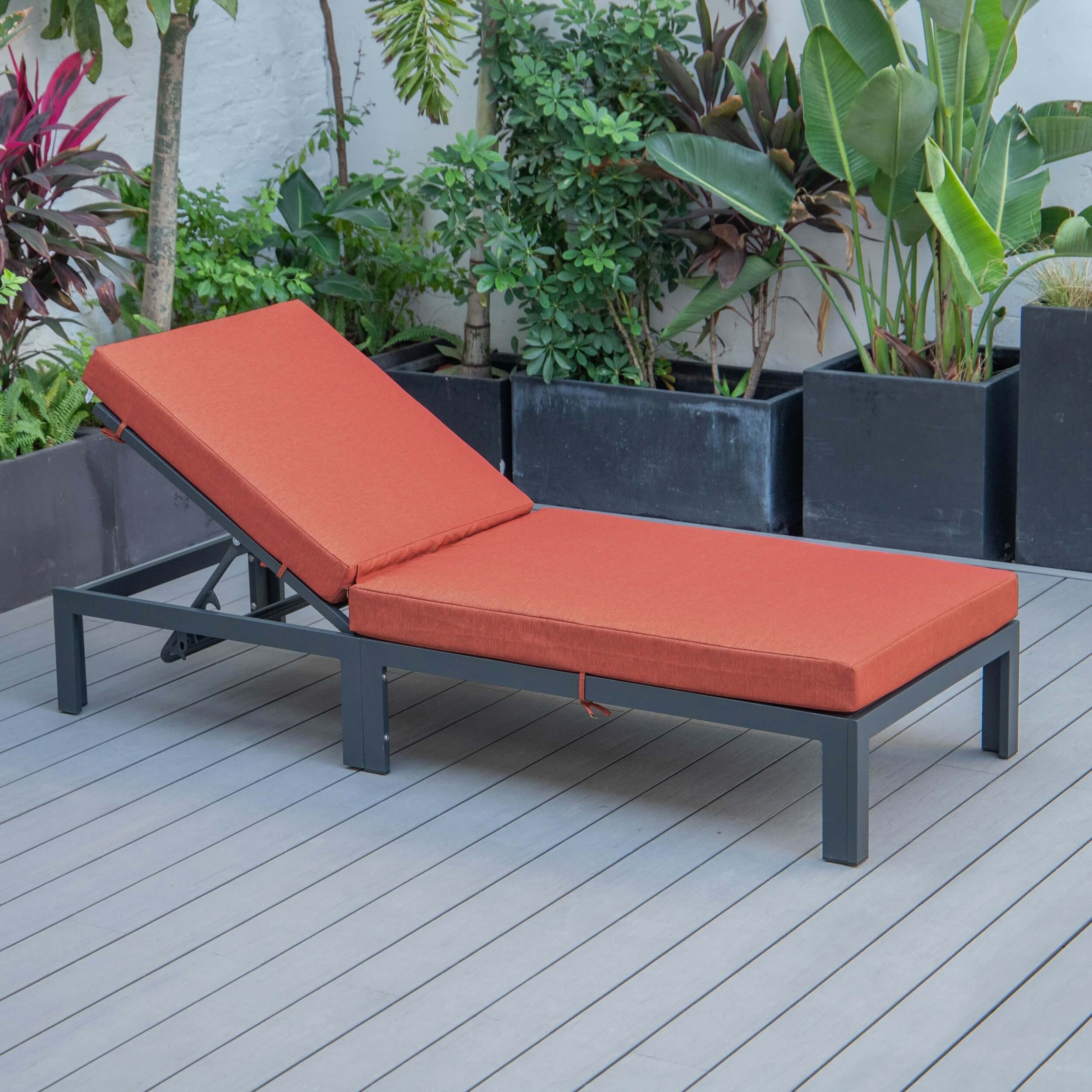 Chelsea Modern Aluminum Outdoor Chaise Lounge with Cushions
