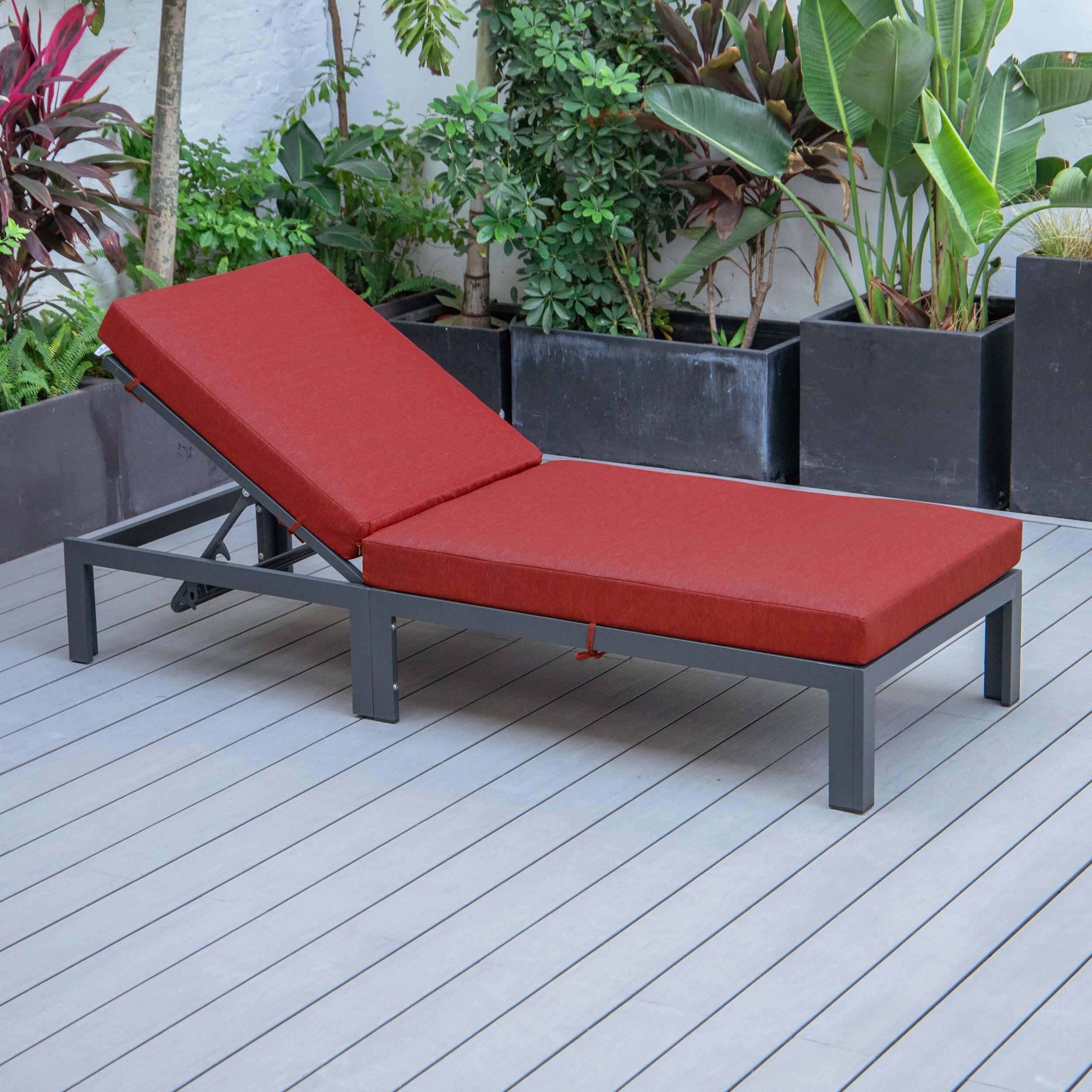 Chelsea Modern Aluminum Outdoor Chaise Lounge with Cushions