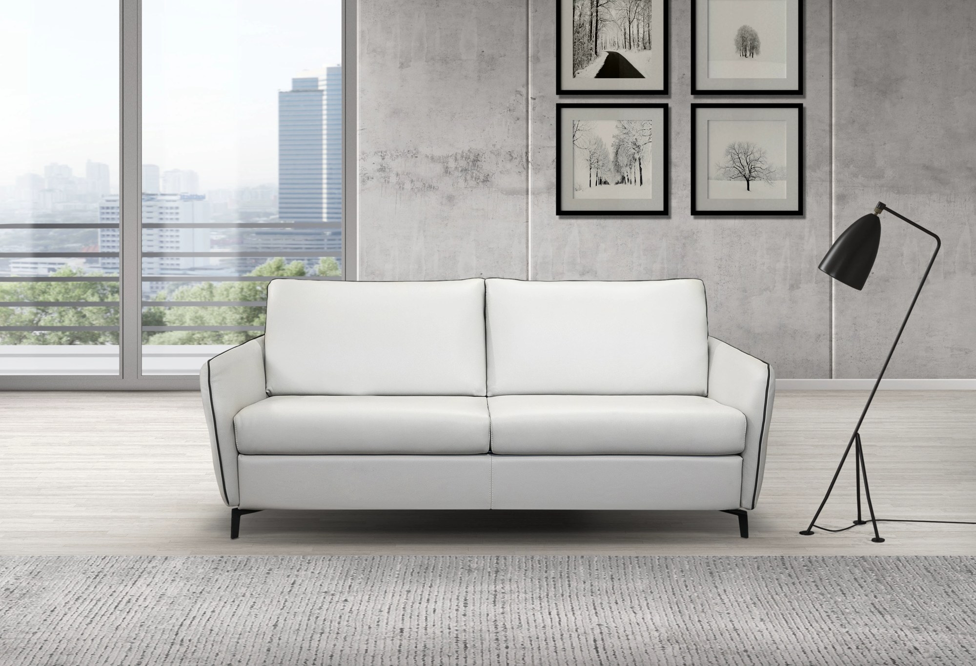 Clio Leather Sofa Bed, Queen Size