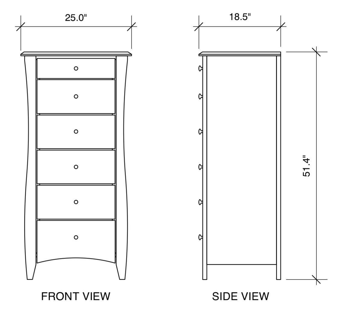 Clove Wood Lingerie Chest w/6 Drawers
