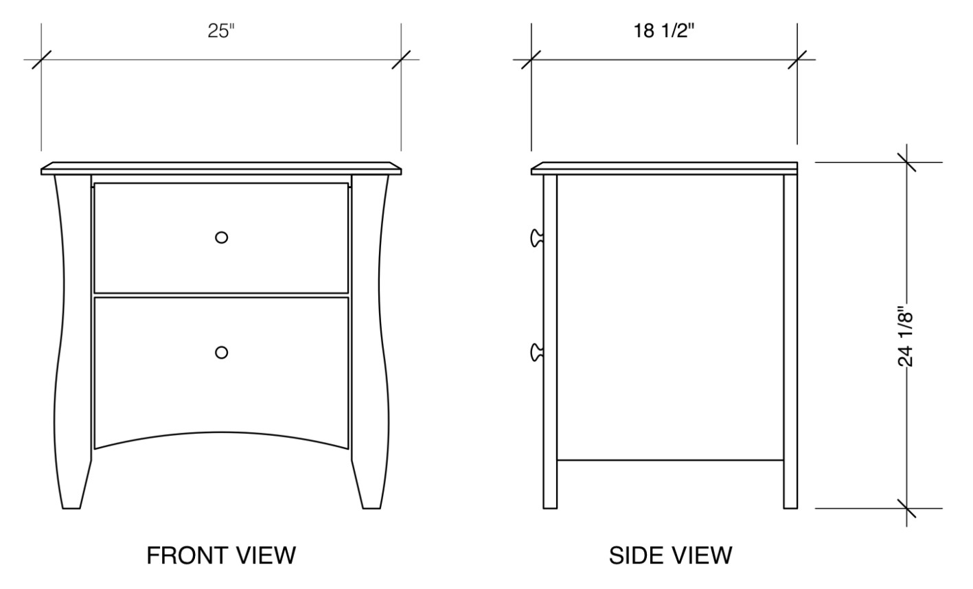 Clove Wood Nightstand w/2 Drawers