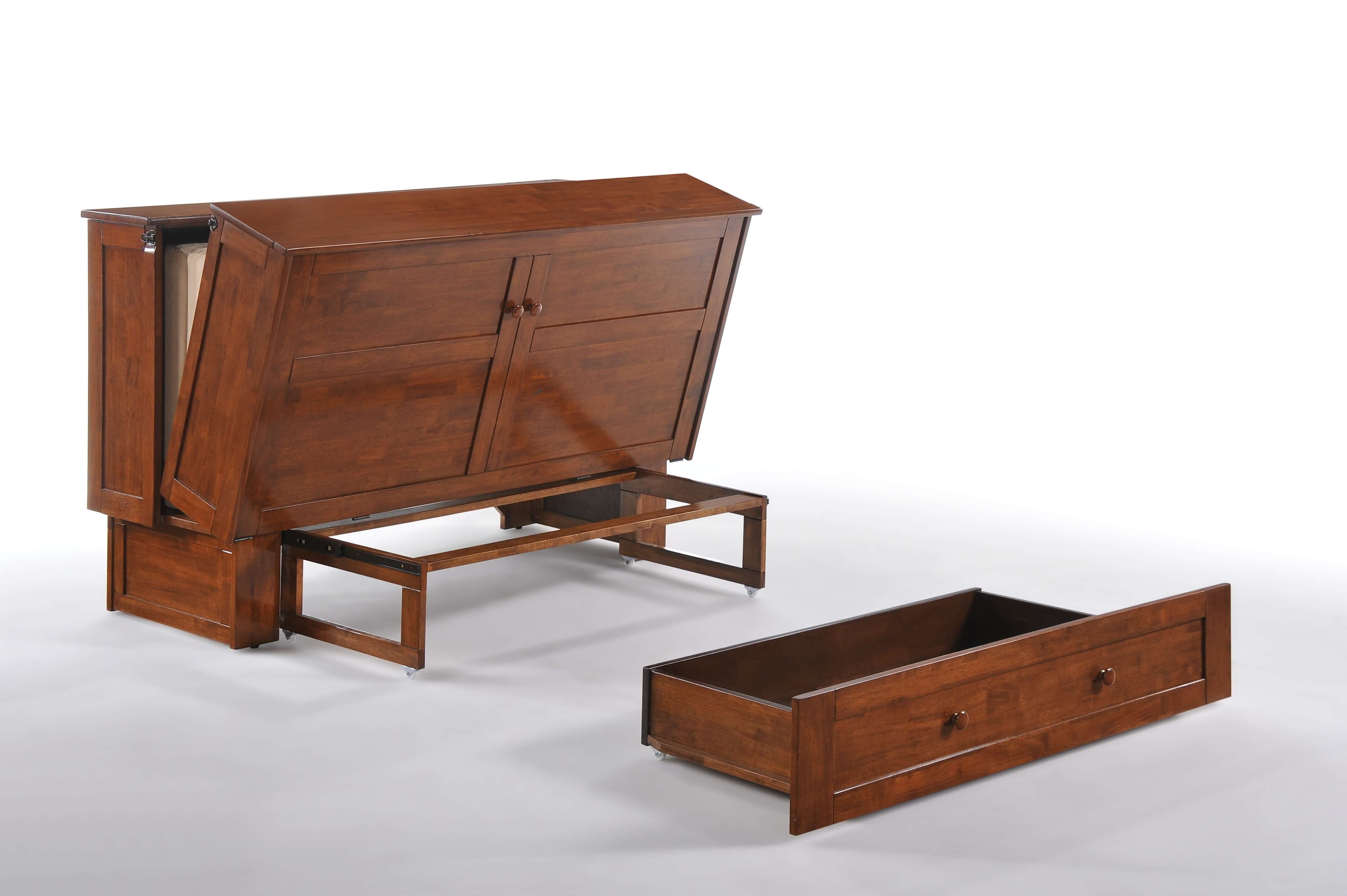 Clover Wood Murphy Cabinet Bed w/Mattress