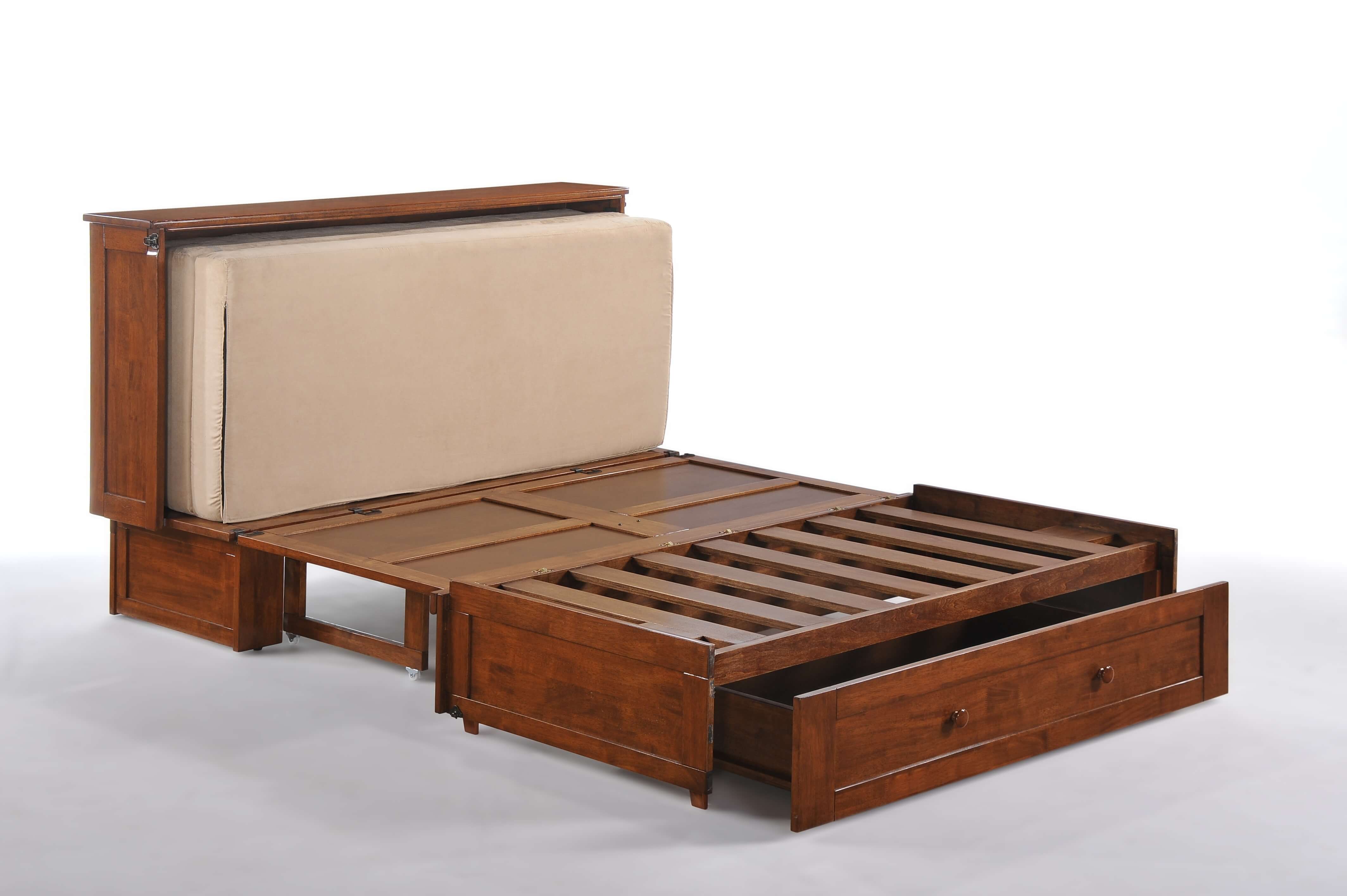 Clover Wood Murphy Cabinet Bed w/Mattress