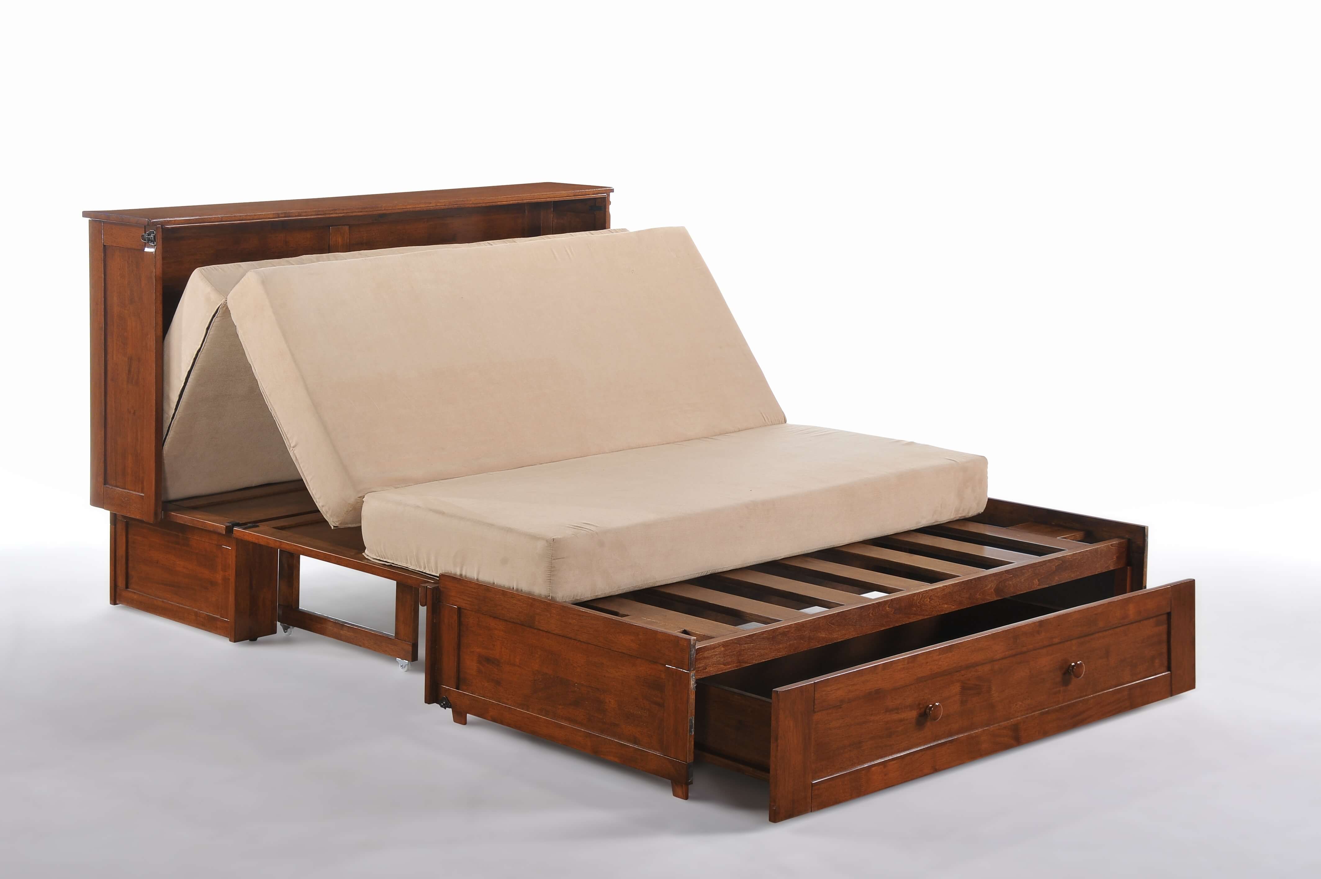 Clover Wood Murphy Cabinet Bed w/Mattress