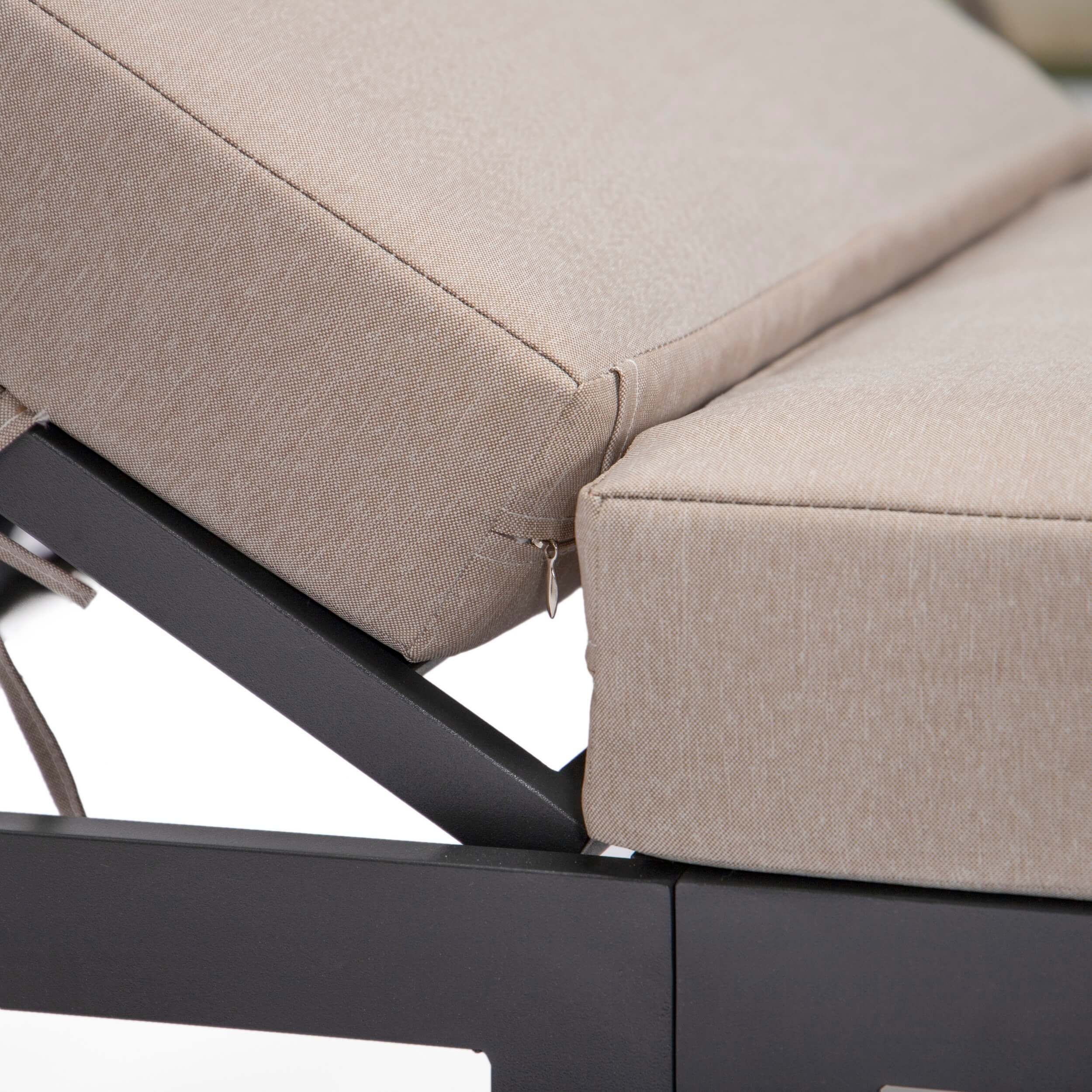 Chelsea Modern Aluminum Outdoor Chaise Lounge with Side Table & Cushions