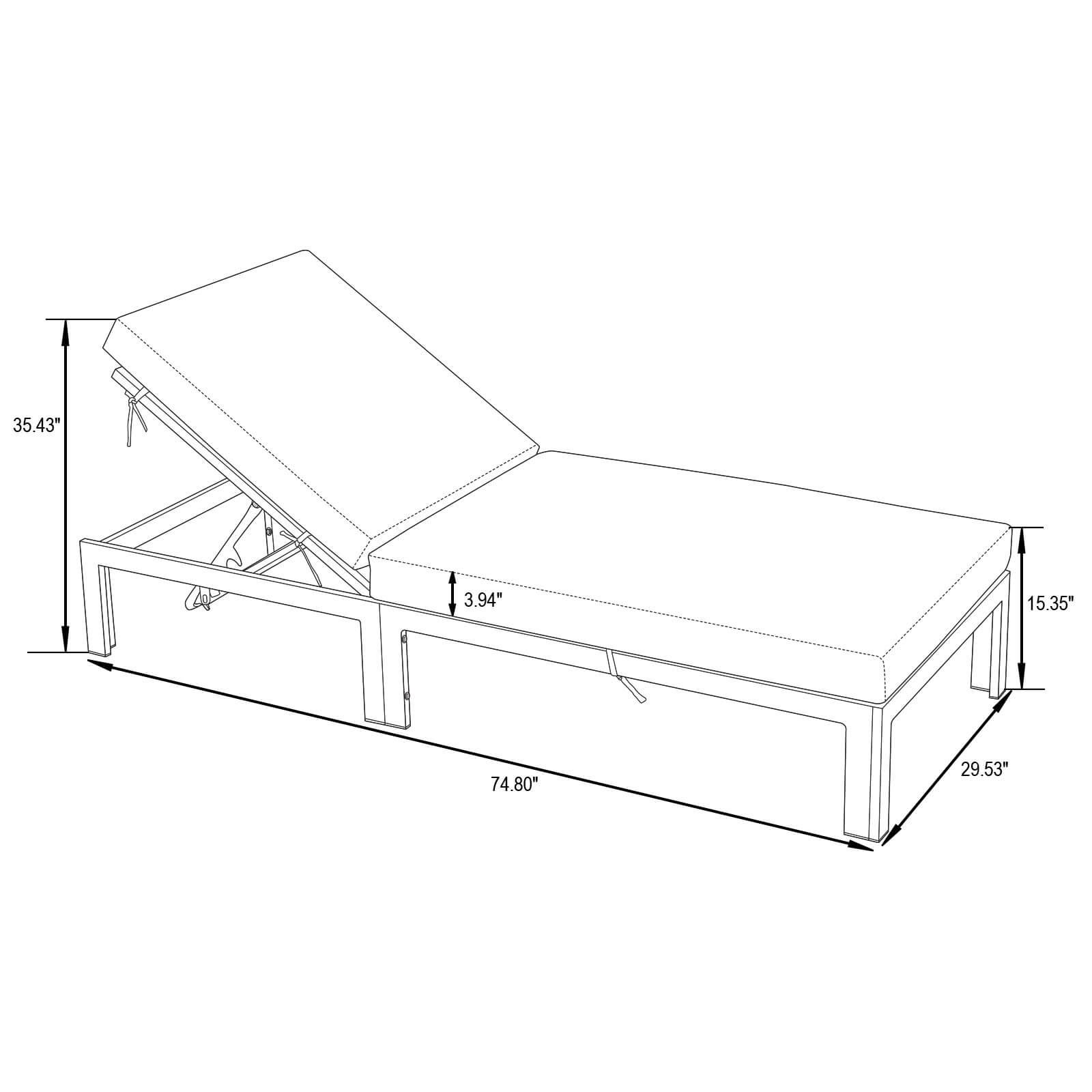 Chelsea Modern Aluminum Outdoor Chaise Lounge with Side Table & Cushions