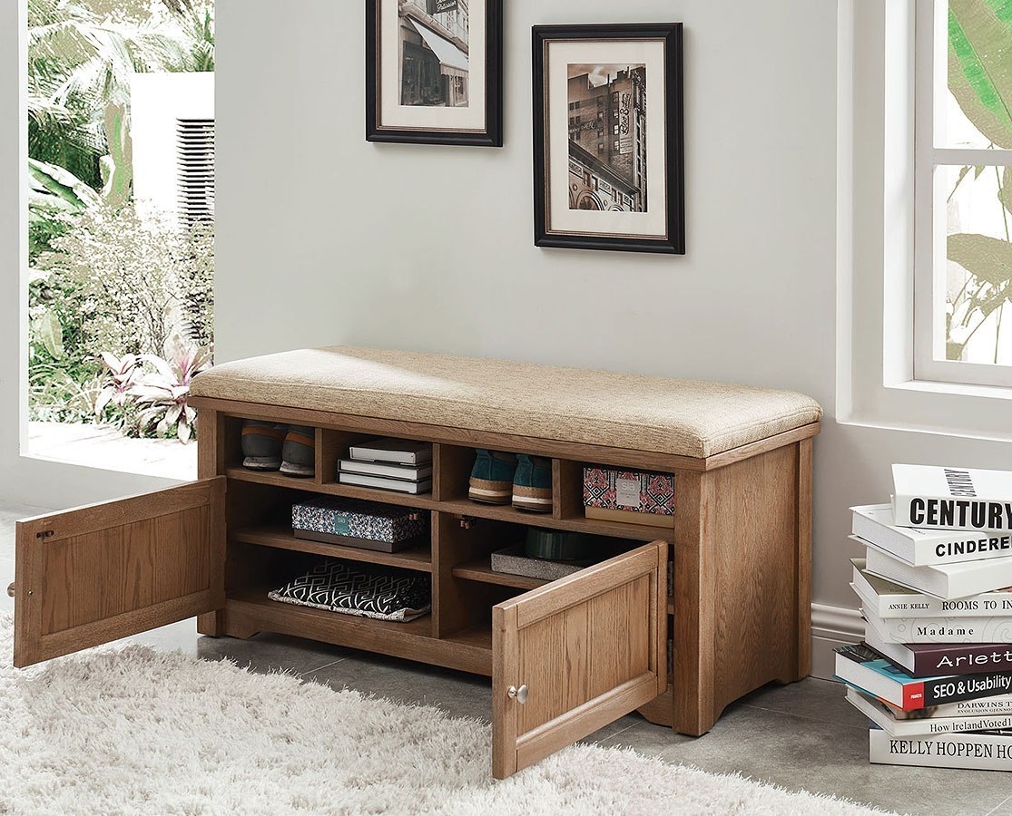 Gwebdolyn Fabric/Wood Storage Shoe Bench