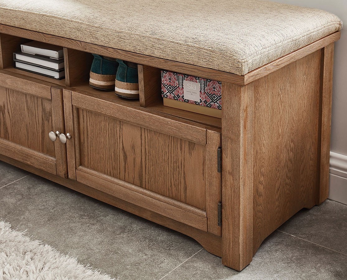 Gwebdolyn Fabric/Wood Storage Shoe Bench
