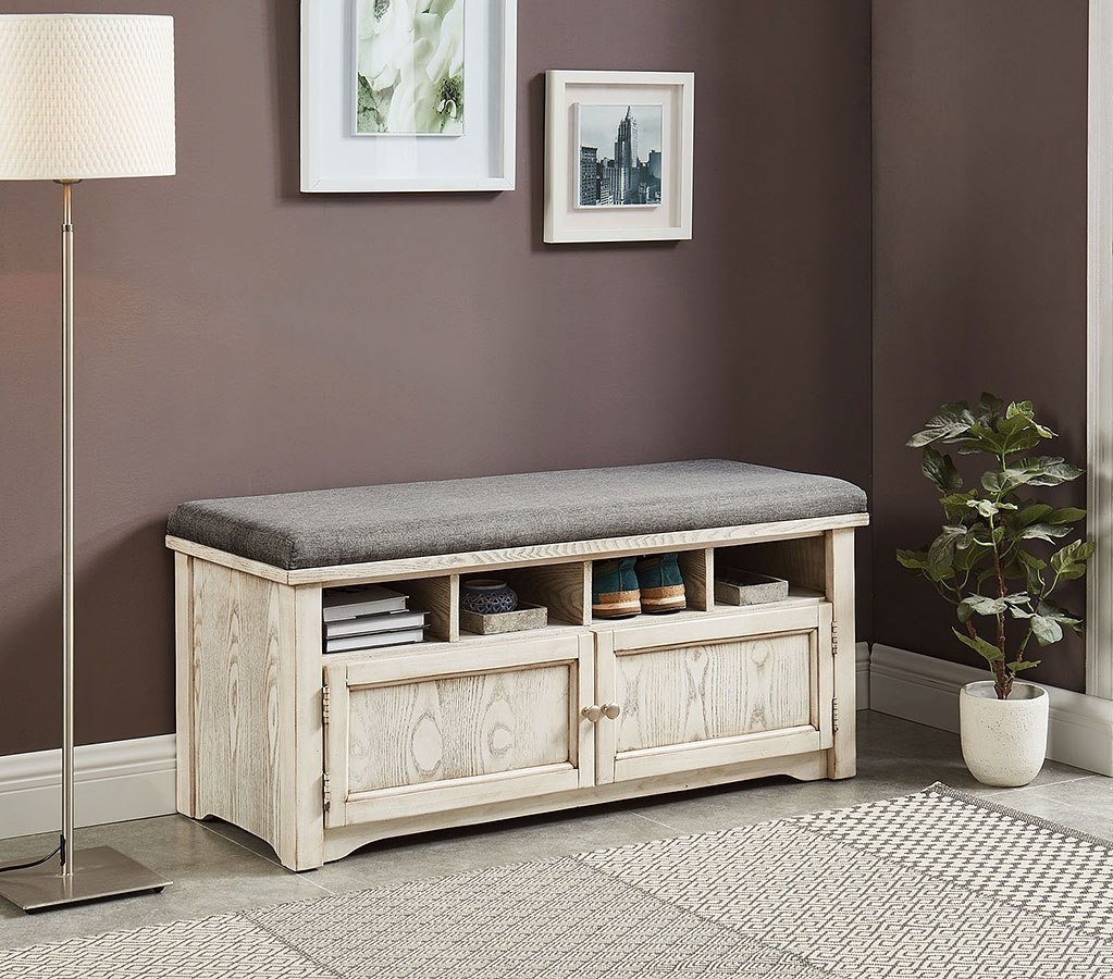Gwebdolyn Fabric/Wood Storage Shoe Bench