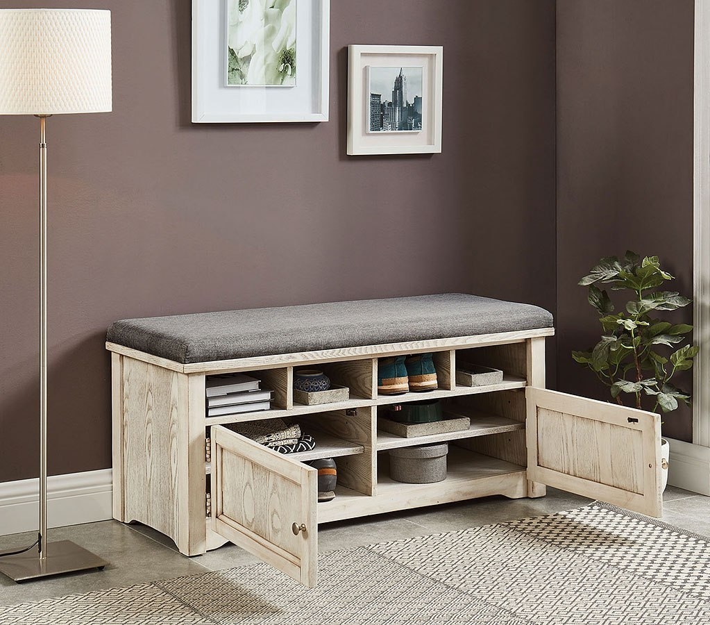 Gwebdolyn Fabric/Wood Storage Shoe Bench