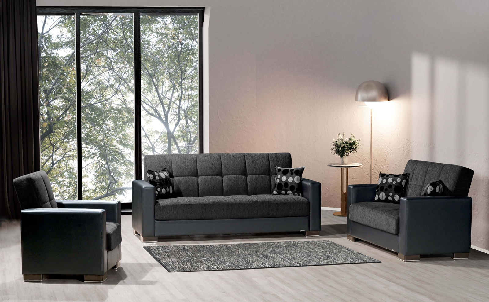 Armada Fabric/PU Convertible Loveseat