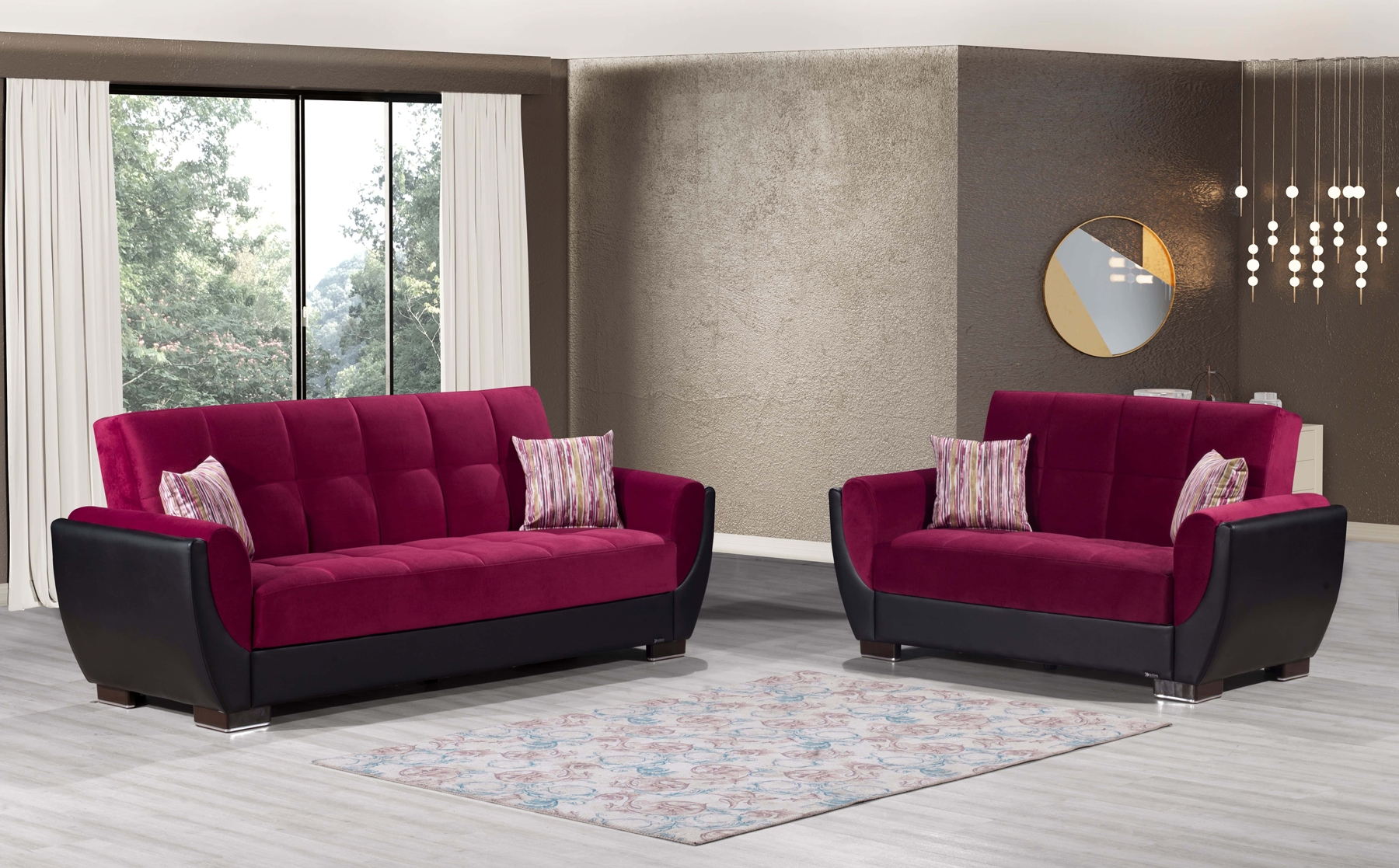 Armada Air Fabric/PU Convertible Living Room Set