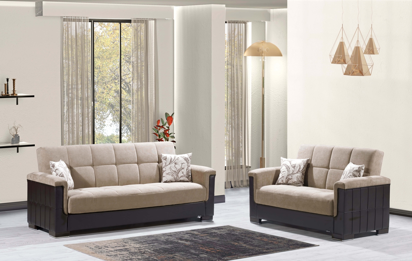 Armada Pro Fabric/PU Convertible Living Room Set