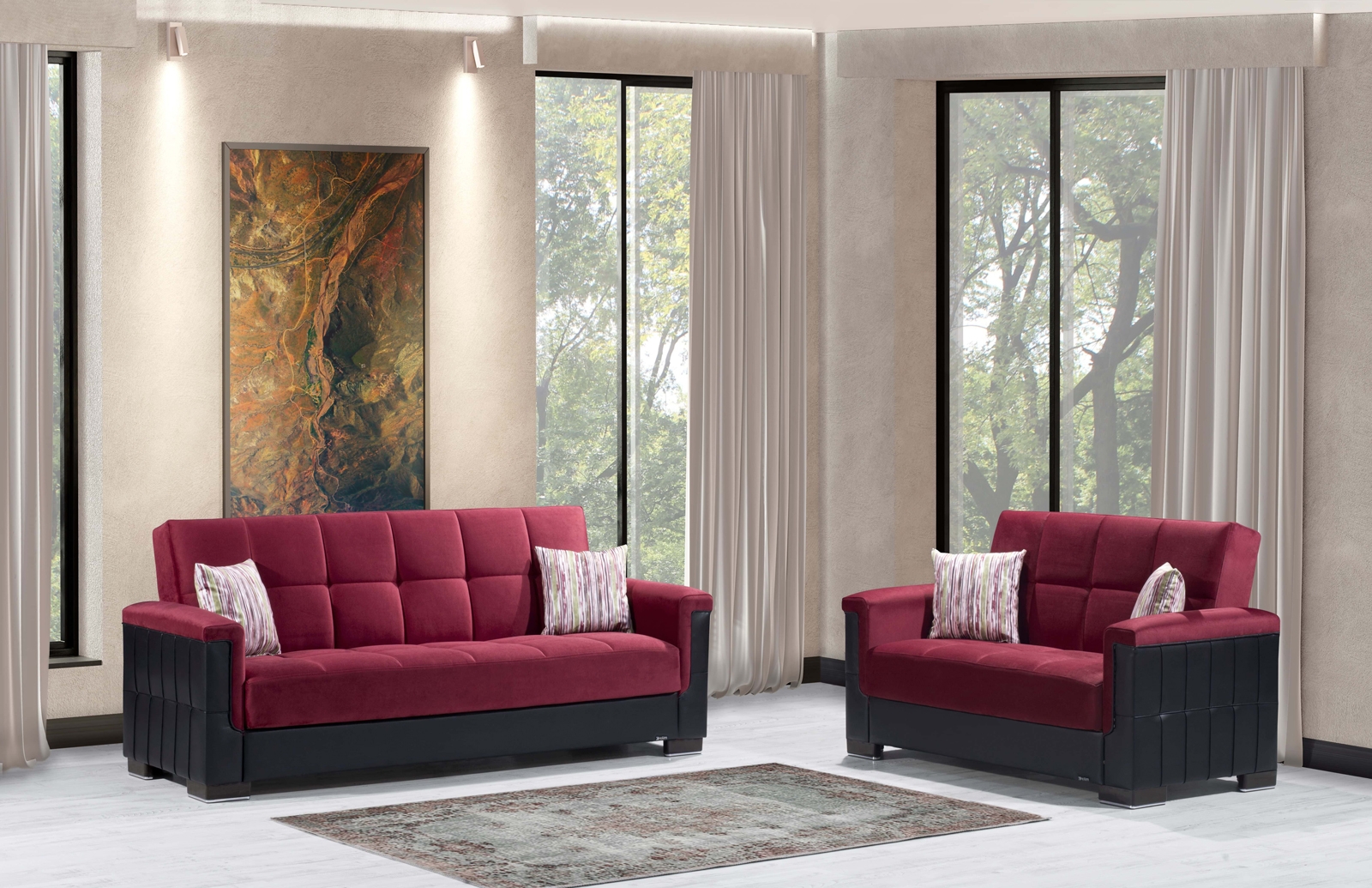 Armada Pro Fabric/PU Convertible Living Room Set