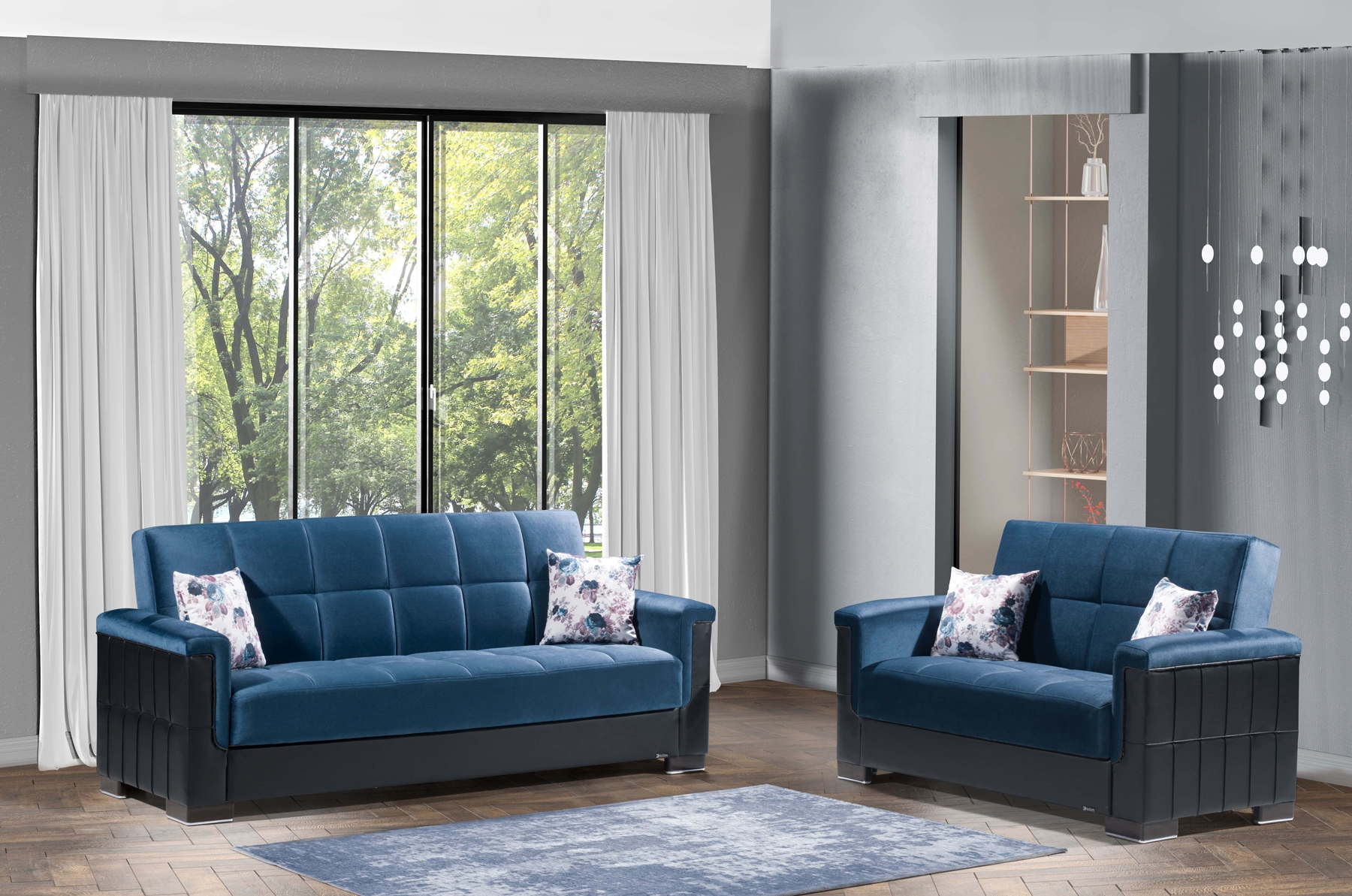 Armada Pro Fabric/PU Convertible Living Room Set
