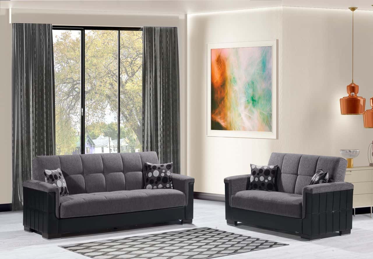 Armada Pro Fabric/PU Convertible Living Room Set