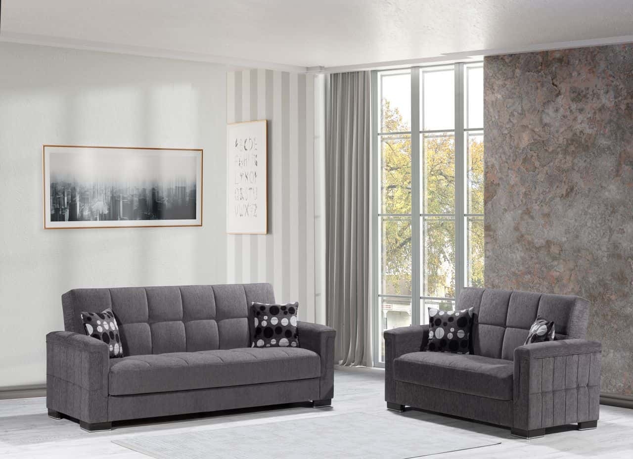 Armada Pro Fabric/PU Convertible Living Room Set
