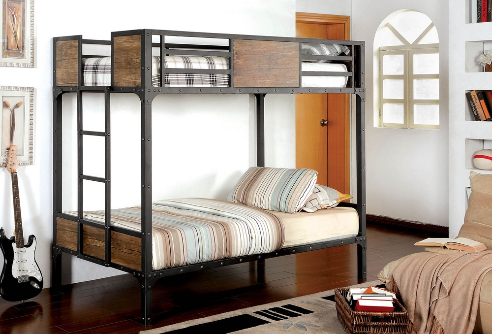 Clapton Metal/Wood Bunk Bed, Twin Size