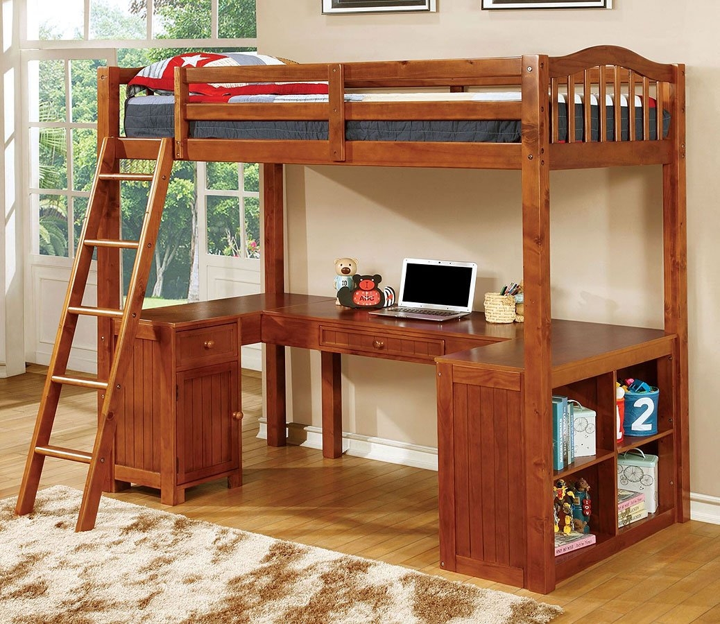 Dutton Wood Storage Bunk Bed w/Workstation, Twin Size