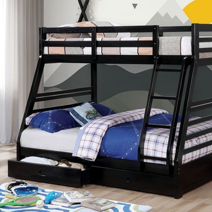 California Wood Bunk Bed w/Storage Drawers, Twin/Full Size
