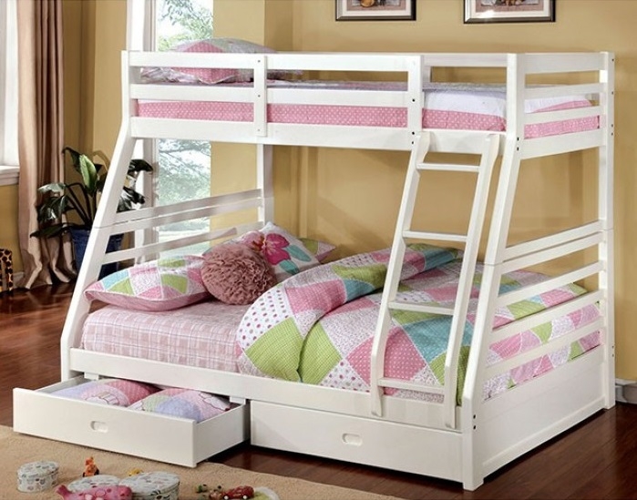 California Wood Bunk Bed w/Storage Drawers, Twin/Full Size, Composition 1