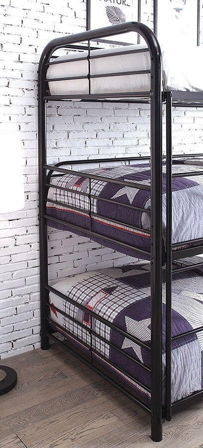 Opal Metal Triple Decker Bunk Bed, Twin Size