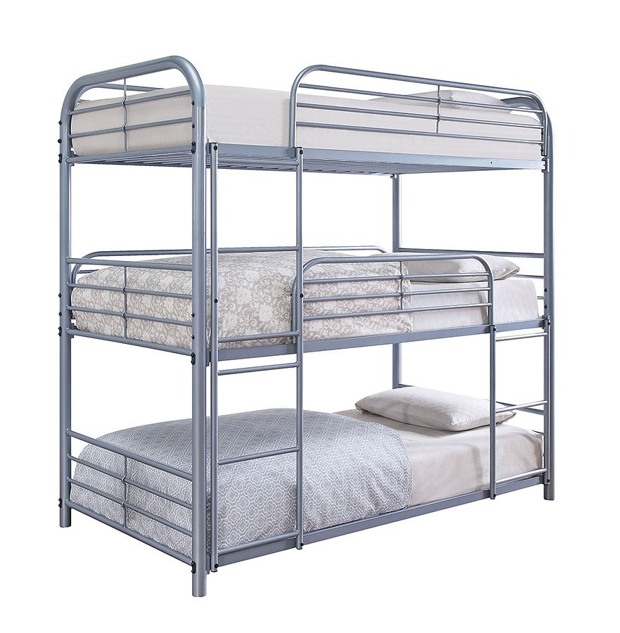 Opal Metal Triple Decker Bunk Bed, Twin Size