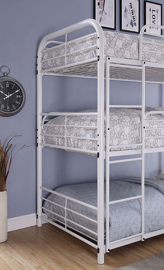 Opal Metal Triple Decker Bunk Bed, Twin Size