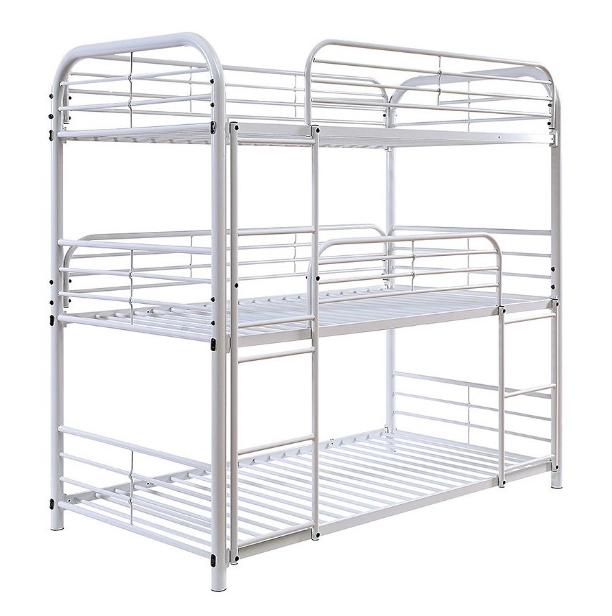 Opal Metal Triple Decker Bunk Bed, Twin Size
