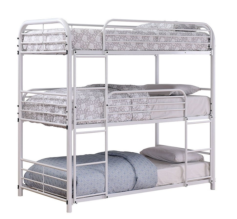Opal Metal Triple Decker Bunk Bed, Twin Size