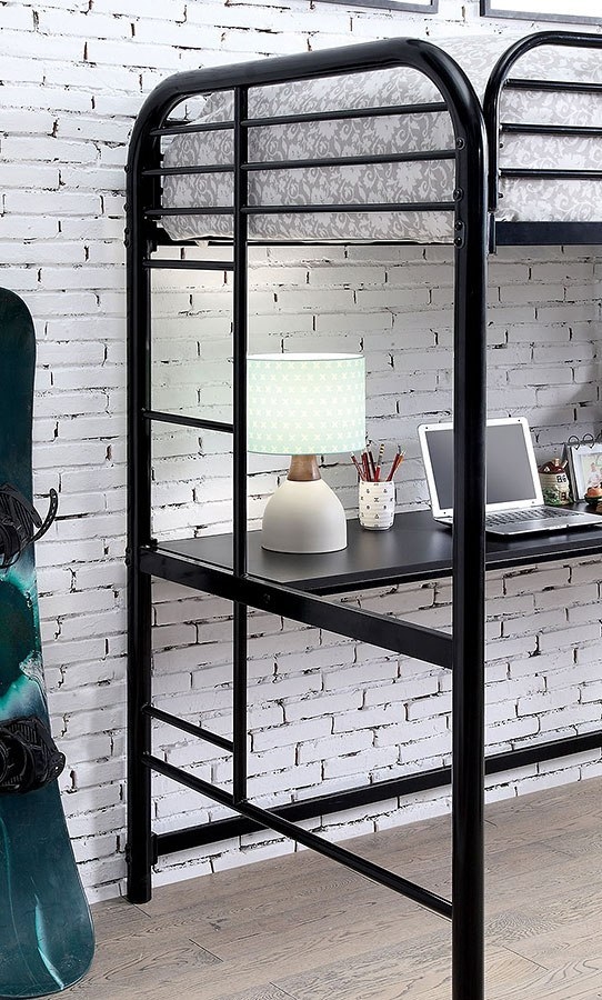 Opal Metal Bunk Loft Bed w/Workstation, Twin Size