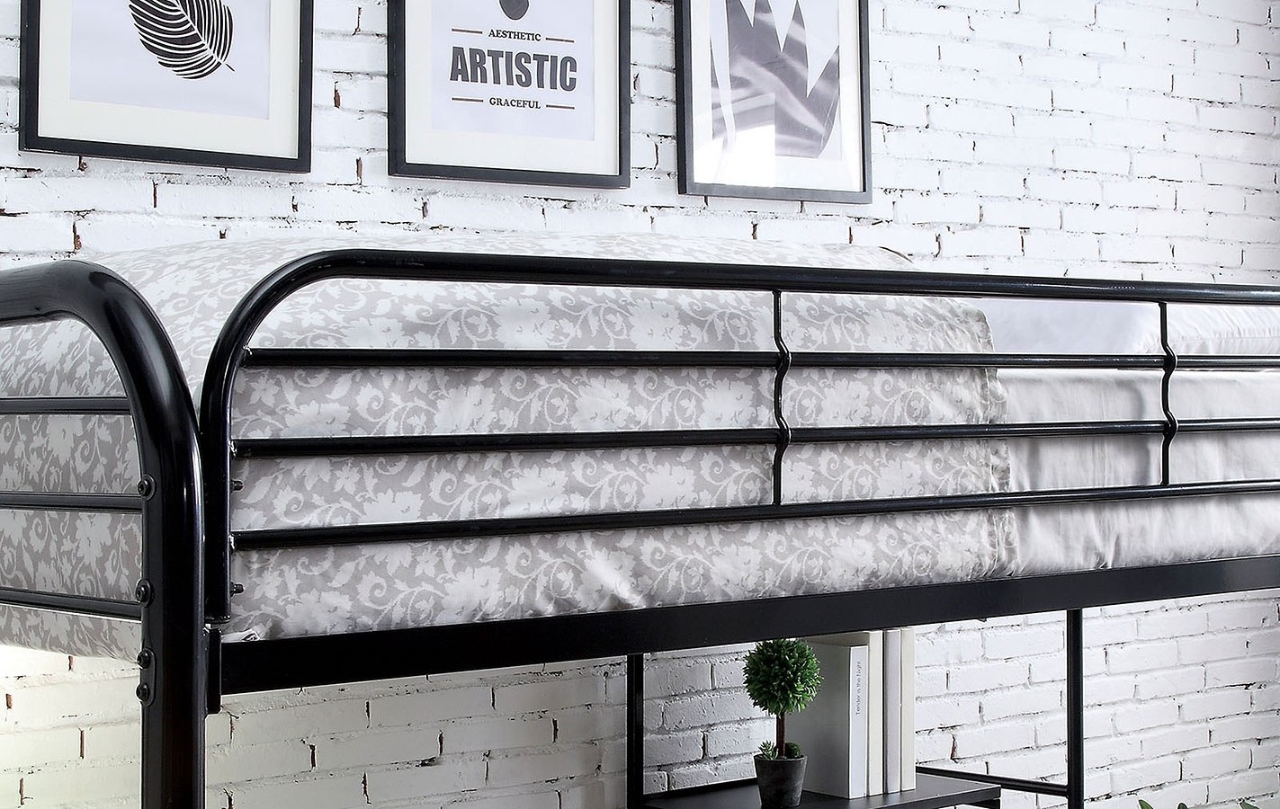 Opal Metal Bunk Loft Bed w/Workstation, Twin Size