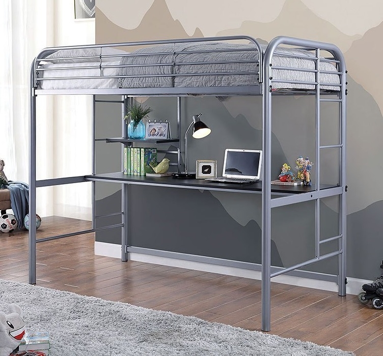 Opal Metal Bunk Loft Bed w/Workstation, Twin Size