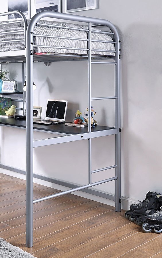 Opal Metal Bunk Loft Bed w/Workstation, Twin Size