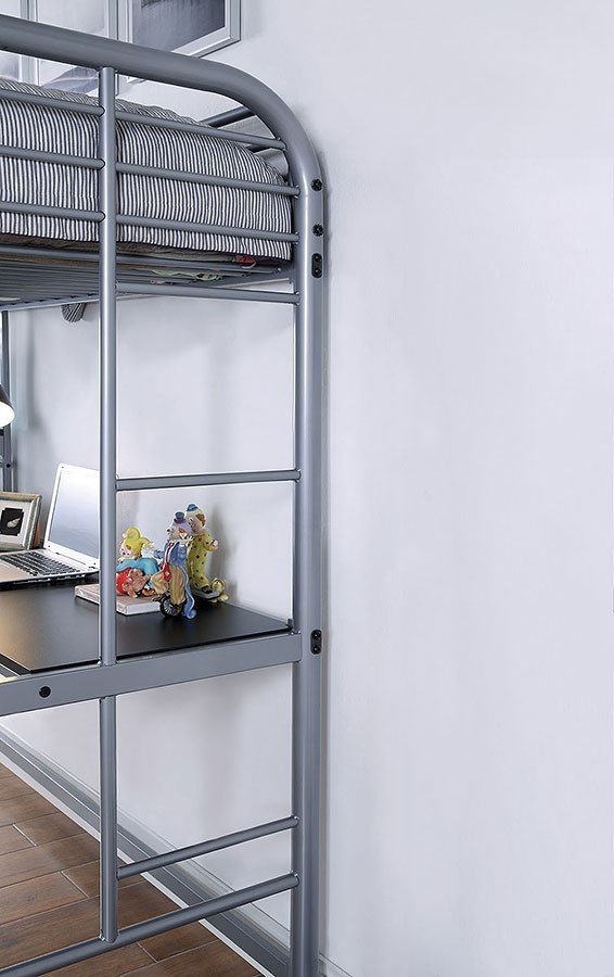 Opal Metal Bunk Loft Bed w/Workstation, Twin Size