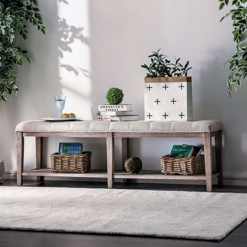 Tayah Fabric/Wood Storage Bench