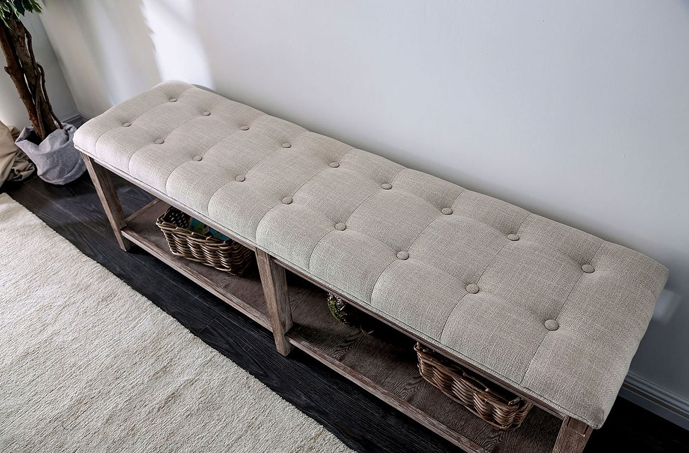Tayah Fabric/Wood Storage Bench