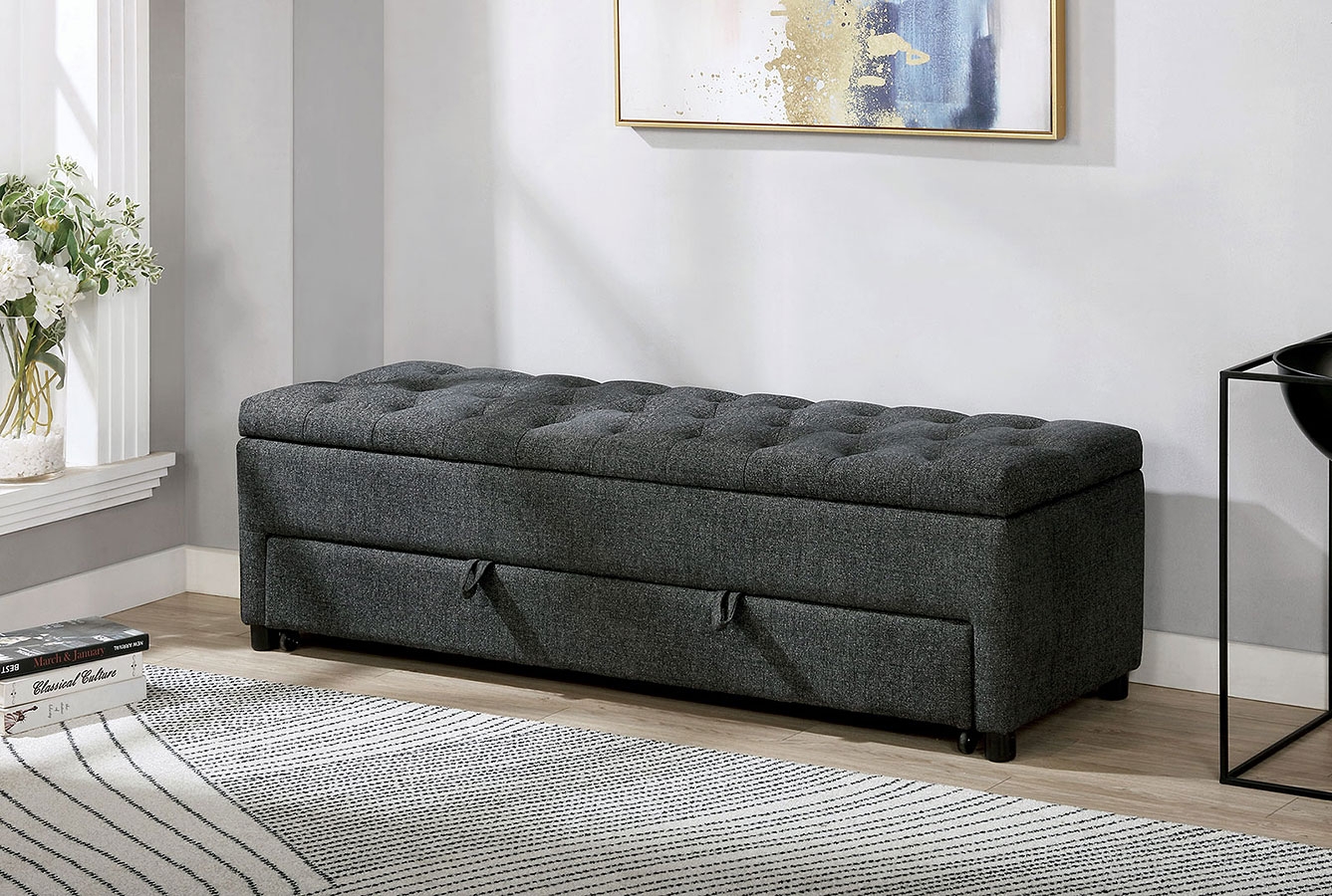 Aguda Fabric Tufted Storage Bench