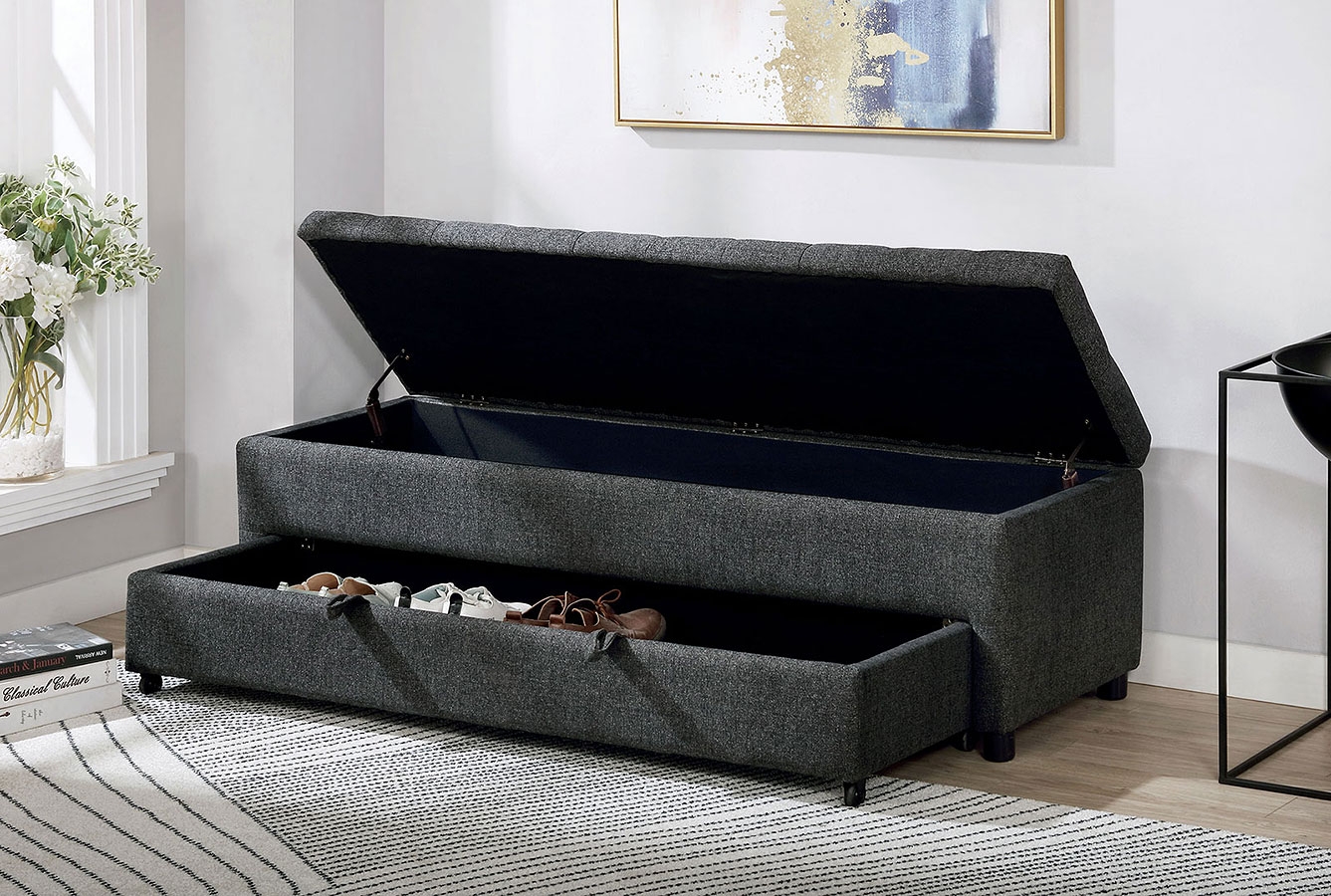 Aguda Fabric Tufted Storage Bench