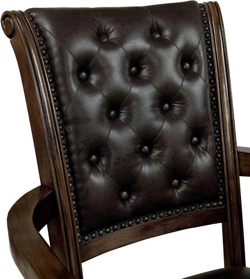 Kalia Leatherette/Wood Tufted Adjustable Arm Chair w/Casters